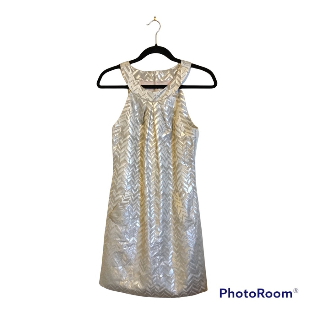Trina Turk Sleeveless Metallic Dress Gold Silver Size 6 #156
